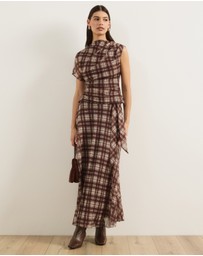 Atmos&Here - Rumi Checked Print Maxi Skirt