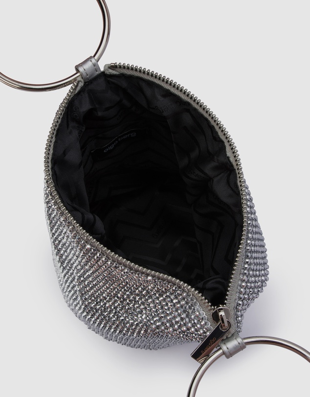 Olga Berg - Ellie Crystal Mesh Ring Handle Bag