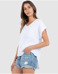 CAMIXA - Martina Linen V-Neck T-shirt