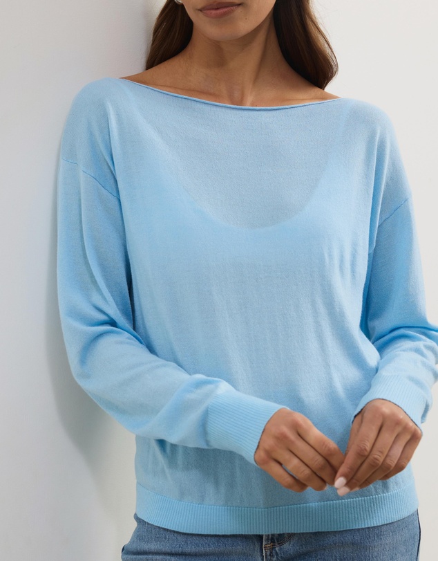 Atmos&Here - Riva Off Shoulder Fine Knit Top With Long Batwing Sleeve