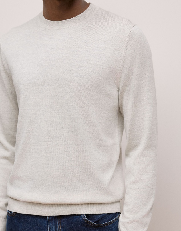 Trenery - Merino Classic Crew in Stone
