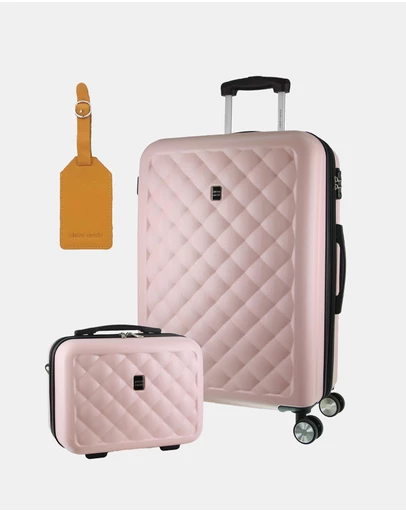 Pierre Cardin - Pierre Cardin Metro Large Hard Shell with Mini Beauty Case Set + Leather Tag