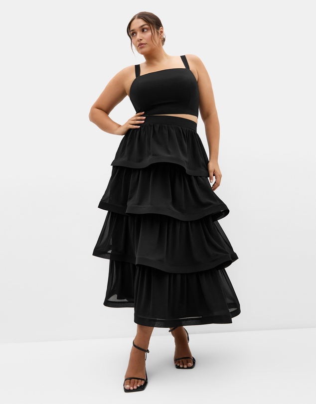 City Chic - Plus size Bianka Crop Top - black