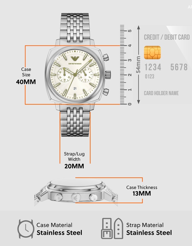Emporio Armani - Silver Tone Chronograph Watch