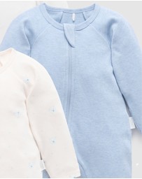 Purebaby - 4 Pack Zip Growsuit -Babies