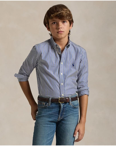 Polo Ralph Lauren - Striped Cotton Poplin Shirt - Teens - ICONIC EXCLUSIVE