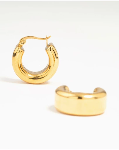Lovisa - Waterproof Gold Plated Stainless Steel Mid Bubble Hoop Earrings