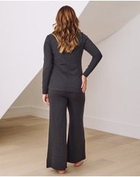 Angel Maternity - 3-Piece Isabelle Maternity Sleepwear Set - Charcoal