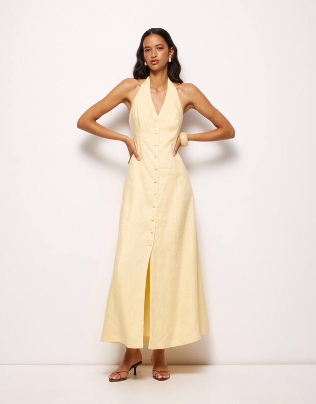 AERE - Rosa Linen Halter Midi Dress