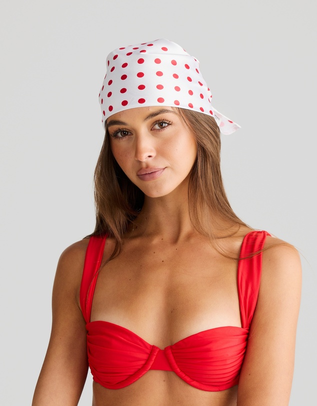 Vacay Swimwear - Havana Head Scarf Red Polka