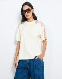 AERE - Lace Contrast T-Shirt