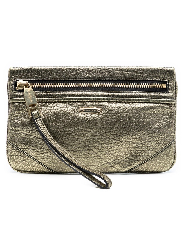 Pre-Loved by Azura Reborn - Pre-Loved Metallic Grained Leather Wristlet Clutch