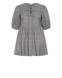 City Chic - Plus size Check Tie Mini Dress - navy