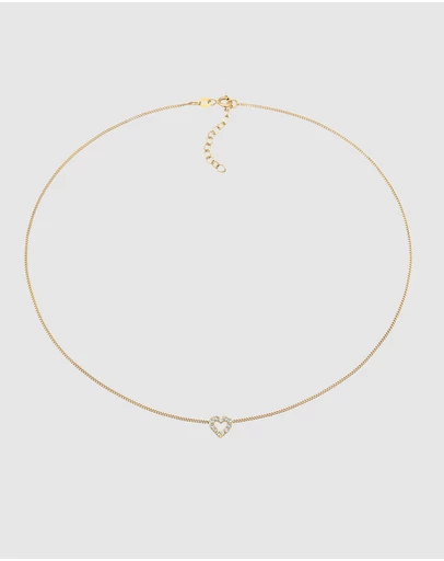 Elli Jewelry - Necklace Choker Crystal Heart 925 Sterling Silver Gold-Plated