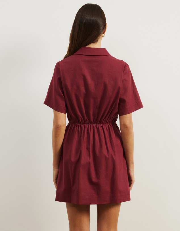 Atmos&Here - Remi Linen Blend Mini Shirt Dress