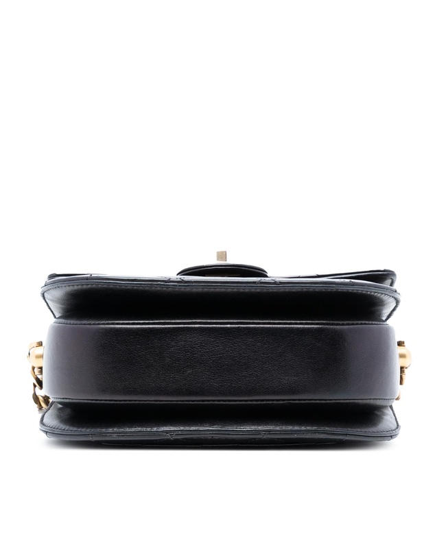 Pre-Loved by Azura Reborn - Pre-Loved Mini CC Quilted Shiny Calfskin Round Moon Messenger Flap