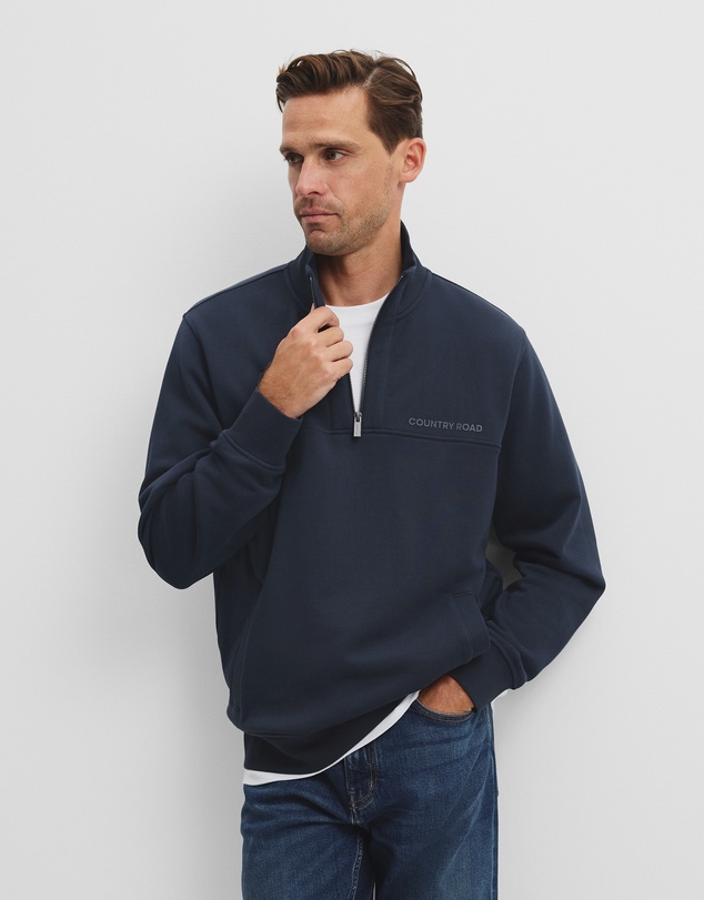 Country Road - Australian Cotton Modern Logo Half Zip Sweat