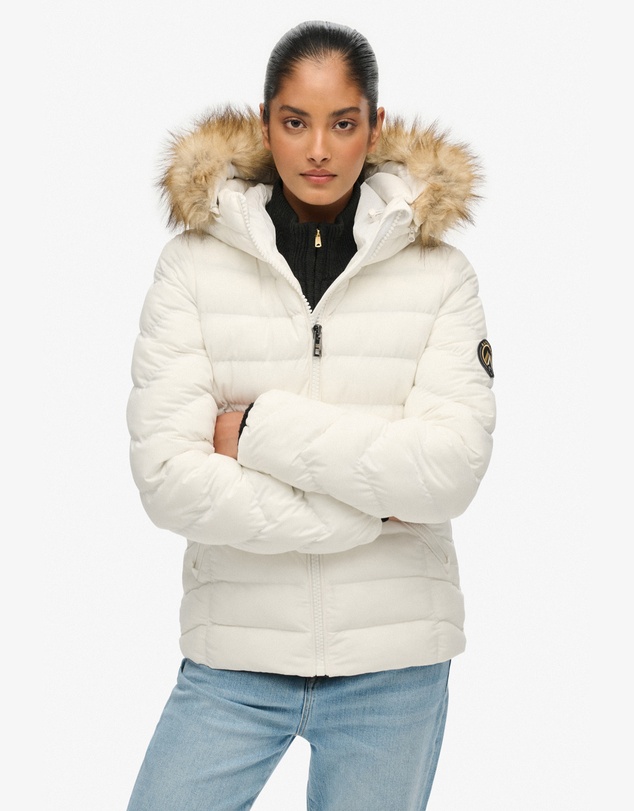 Superdry - Fuji Faux Fur Slim Fit Hood Padded Jacket