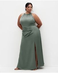 City Chic - Plus size Celina Halter Maxi Dress - sage