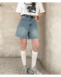 Glamorous - High-rise straight-leg raw-trimmed denim shorts