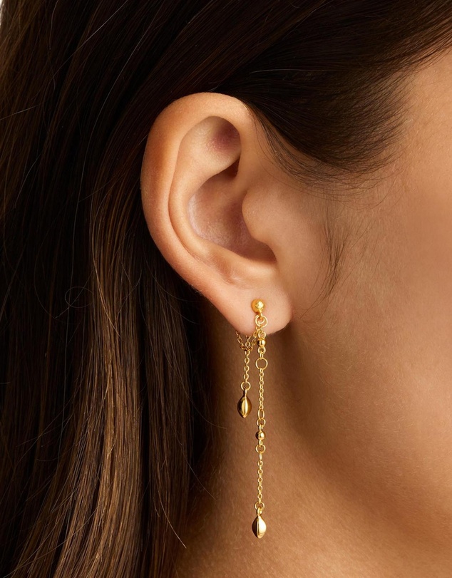 By Charlotte - Gold Luck and Love Chain Earrings