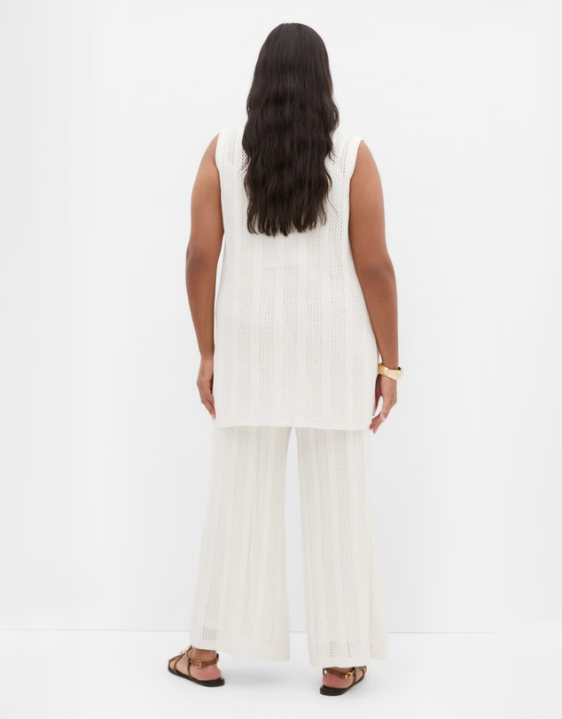 City Chic - Crochet Tie Vest - creme