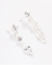 Lovisa - Sterling Silver Triangular Cubic Zirconia Marquise Drop Earrings