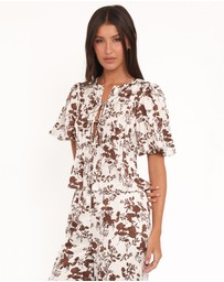 Petal & Pup - Winslet Top - Brown Floral