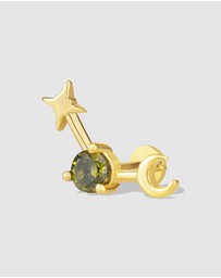 Wanderlust + Co - Birthstone Constellation Gold Flat Back Earring - Aug