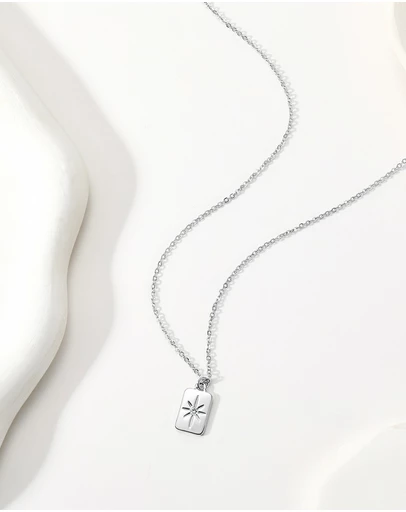 Mestige - True North Bar Necklace - Silver Plated
