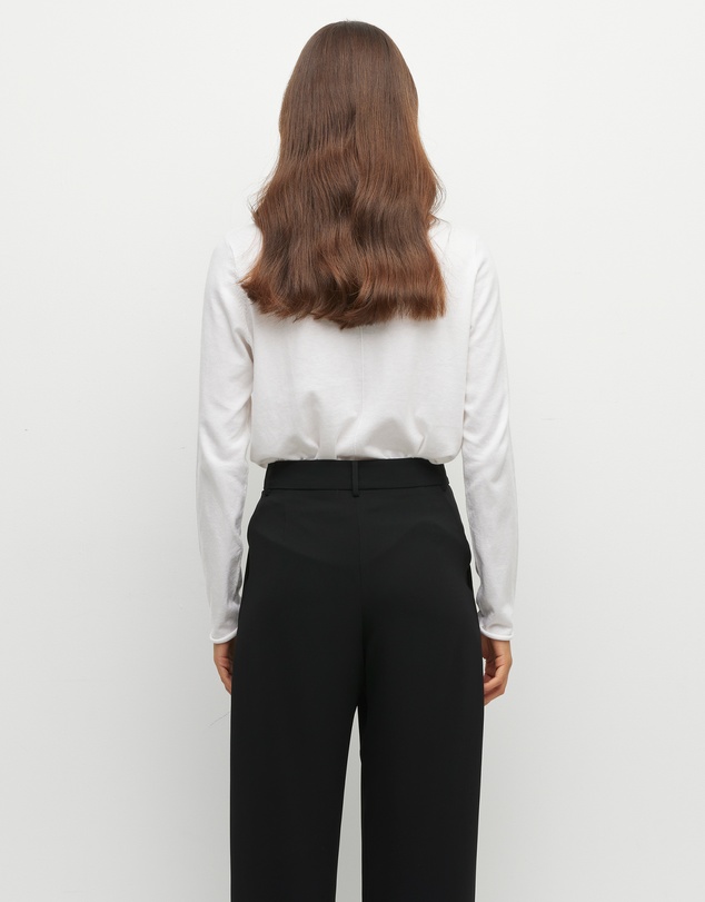 JH Lounge - JHL Crew L/S T (Fine Cotton Cashmere) White