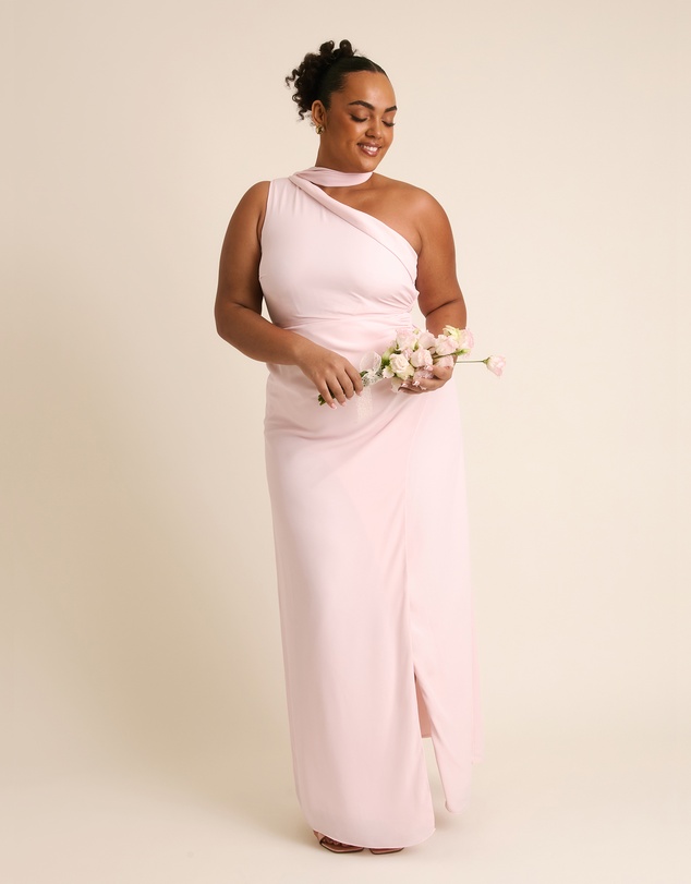 Six Stories - One Shoulder Neck Tie Chiffon Bridesmaid Dress