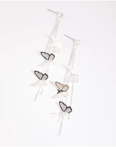 Lovisa - Silver Butterfly Drop Earrings