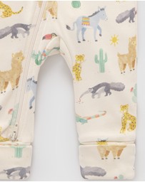 Purebaby - Printed Zip Growsuit -Kids-Babies