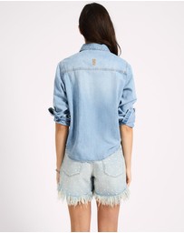ONE TEASPOON - Nixie Classic Fit Denim Shirt - Fleetwood Blue
