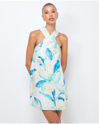 AERE - Kira Tie Back Linen Mini Dress