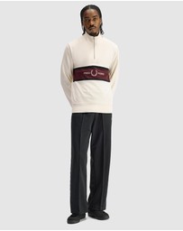 Fred Perry - Embroidered Panel Half Zip Sweatshirt