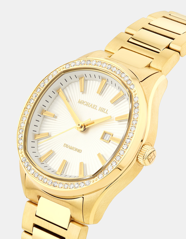 Michael Hill - Ladies Diamond Quartz Watch in Yellow Gold Tone Stainless Steel