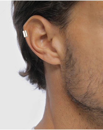 Kuzzoi - ICONIC EXCLUSIVE - Earrings Male Earcuff Wide Single 925 Sterling Silver