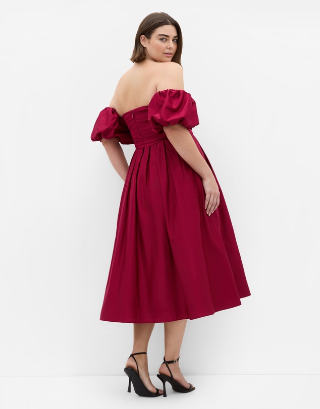 City Chic - Rosalee Puff Sleeve Midi Dress