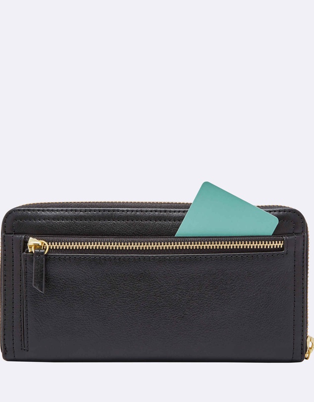 Fossil - Logan Black Zip Clutch