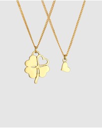 Elli Jewelry - Necklace Set Heart Clover Mother and Daughter 925 Sterling Silver Gold Plated