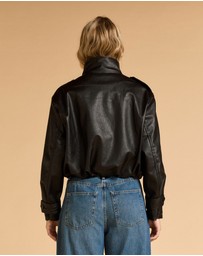 MVN - Faux Leather Bomber Jacket
