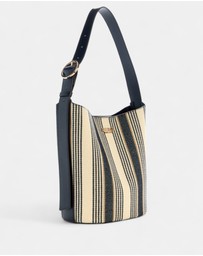 GUESS - Stripe Nicolette Large Bucket Shoulder Bag
