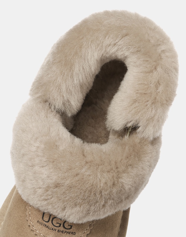 EVERAU - Australian Shepherd Ugg Waffle Fluffy Double Faced Sheepskin Upper House Shoes