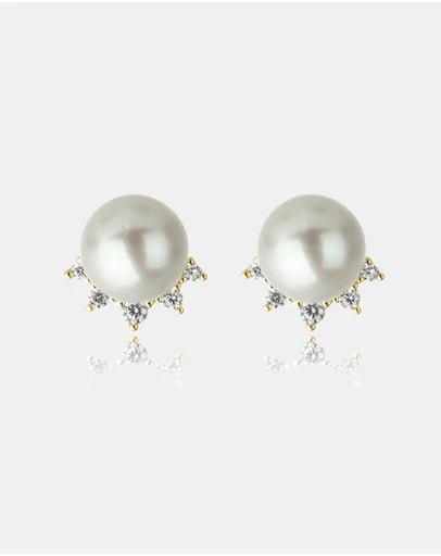 Georgini - GEORGINI OCEANS COOGEE FRESHWATER PEARL EARRINGS GOLD