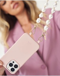 LOUVE COLLECTION - Dusty Pink Phone Case + Daisy Pearl Wristlet