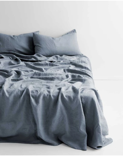 Aura Home - Evie Stonewash Organic Cotton Sheet Set in Denim