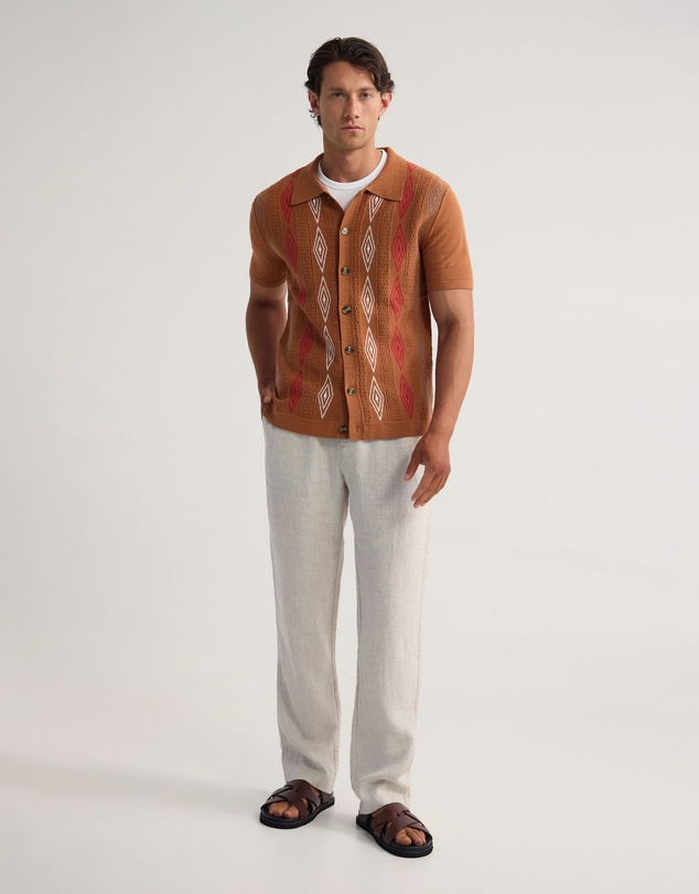 Oxford - Carey Patterened Button Up Polo