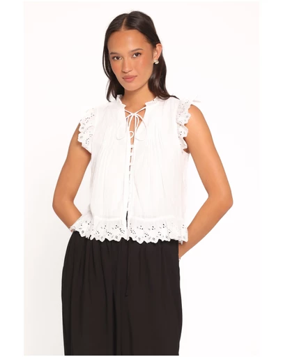 Petal & Pup - Evelina Lace Trim Top - White
